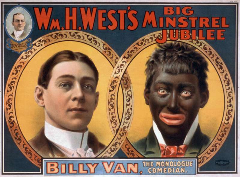 1900年的黑臉(Blackface)喜劇表演海報。(維基百科公有領域) 1900年的黑臉(Blackface)喜劇表演海報。(維基百科公有領域)