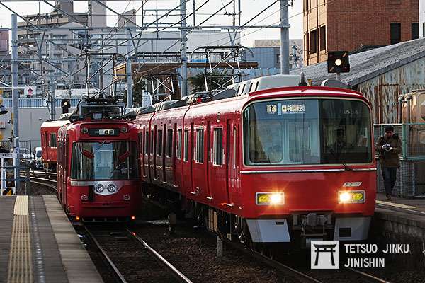 名古屋鐵道過去有路面電車開進一般鐵道線直通運轉的例子，不過在路面電車廢線後，這樣的特殊景象就消失了。（攝影：陳威臣）