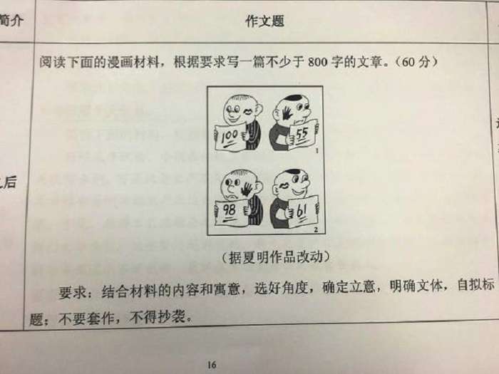 2016年中國全國卷高考（大學）作文題，不知道考場上的學子面對此題作何感想。