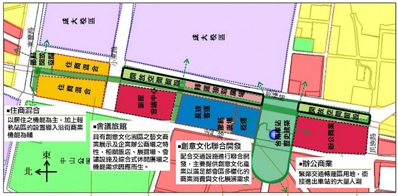 圖七,南鐵東移案中火車站區的土地開發規劃。 圖七,南鐵東移案中火車站區的土地開發規劃。
