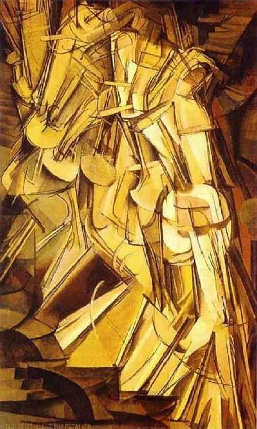 杜象的《走下階梯的裸體女人》,1912年。 杜象的《走下階梯的裸體女人》,1912年。