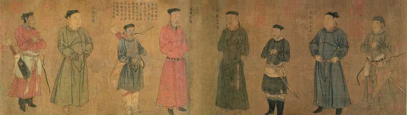 南宋劉松年所作「中興四將」圖(劉光世、韓世忠、張俊、岳飛全身立像)。岳飛為左起第二位(維基百科) 南宋劉松年所作「中興四將」圖(劉光世、韓世忠、張俊、岳飛全身立像)。岳飛為左起第二位(維基百科)