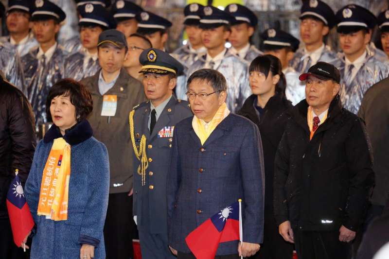 20190101-台北市長柯文哲1日清晨參加總統府前元旦升旗典禮。（台北市政府提供）