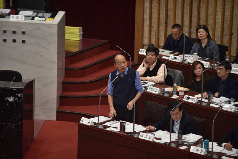 高雄市長韓國瑜表示,未來市府會加強節流,儘量不舉債、不花錢。 (圖/徐炳文攝) 高雄市長韓國瑜表示,未來市府會加強節流,儘量不舉債、不花錢。 (圖/徐炳文攝)