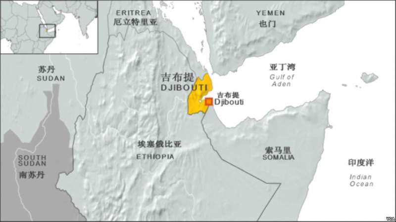 吉布地的地理位置圖(VOA) 吉布地的地理位置圖(VOA)