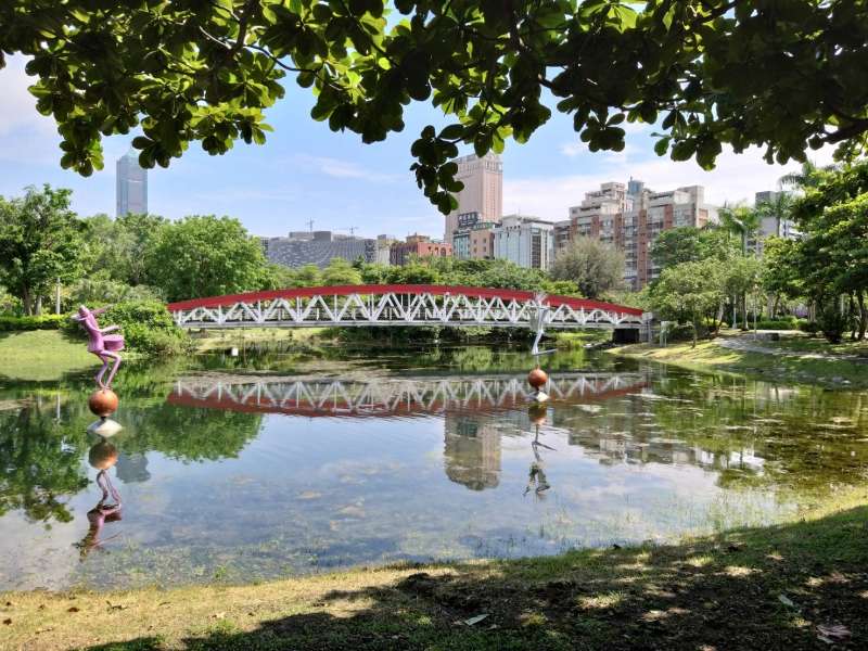 景觀池中生長許多金魚草,非優養化之藻類。(圖/徐炳文攝) 景觀池中生長許多金魚草,非優養化之藻類。(圖/徐炳文攝)