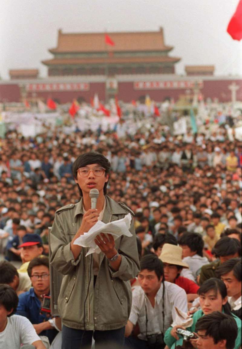 1989年5月27日,天安門廣場,示威抗議的學生領袖王丹(AP) 1989年5月27日,天安門廣場,示威抗議的學生領袖王丹(AP)