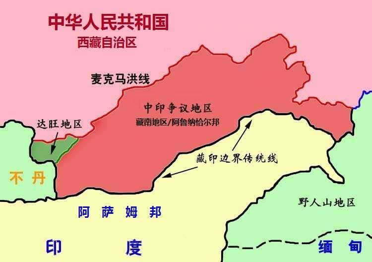 中印邊界的「麥克馬洪線」(McMahon Line)(維基百科/公有領域) 中印邊界的「麥克馬洪線」(McMahon Line)(維基百科/公有領域)