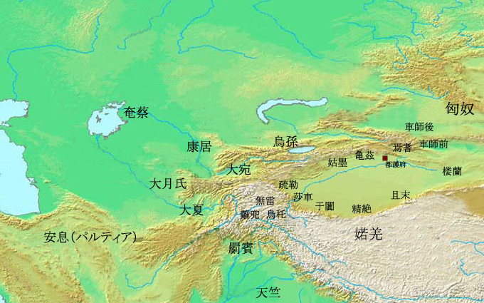 20190814-紀元前一世紀的西域諸國。（取自維基百科）