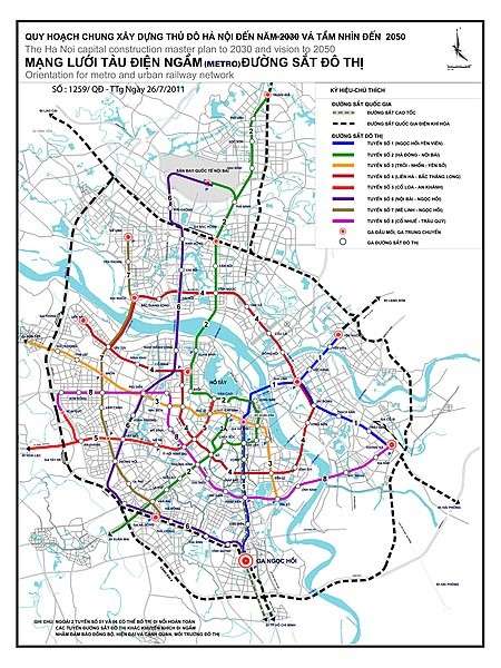 河內市捷運路網圖。(圖/取自Click-Vietnam點點越南)