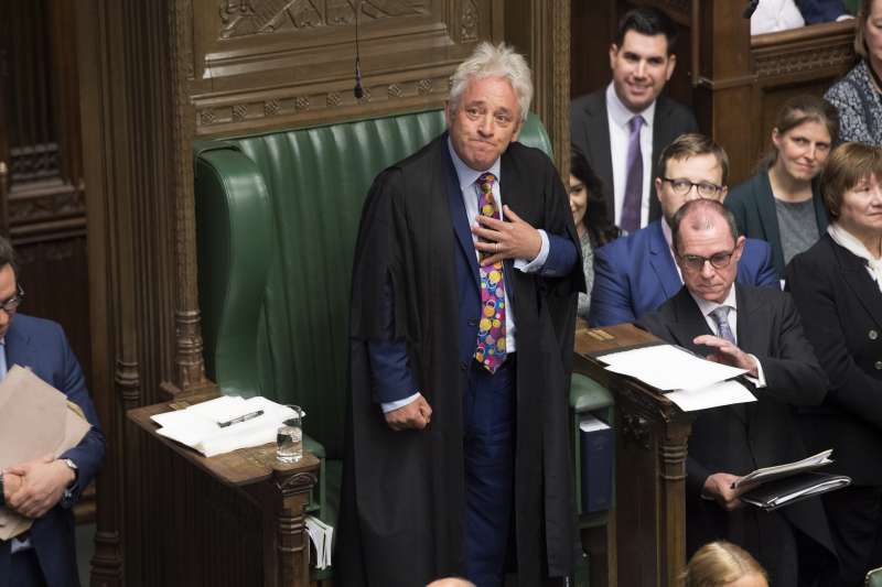 英國下議院議長、保守黨議員貝爾考(John Bercow)不滿首相強森要求休會,宣布將在10月31日請辭議長。(AP) 英國下議院議長、保守黨議員貝爾考(John Bercow)不滿首相強森要求休會,宣布將在10月31日請辭議長。(AP)