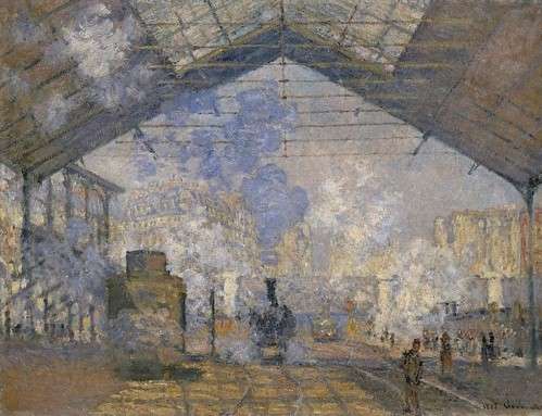 莫內的《聖拉札爾火車站(Gare St.- Lazare)》系列作品擷取,1877年,由上至下分別藏於奧塞美術館 莫內的《聖拉札爾火車站(Gare St.- Lazare)》系列作品擷取,1877年,由上至下分別藏於奧塞美術館