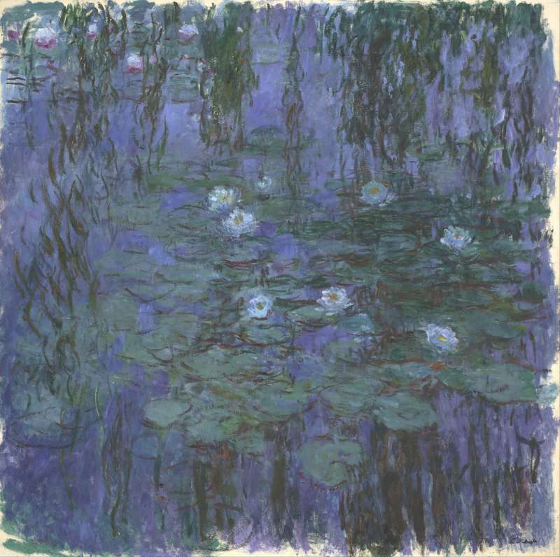 莫內的 《藍水蓮花（Nymphéas bleus）》，1916~1919年，藏於奧塞美術館