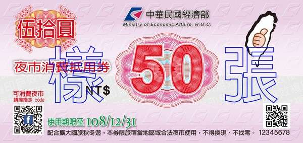 夜市抵用卷共發放4張 每張50元 夜市抵用卷共發放4張 每張50元