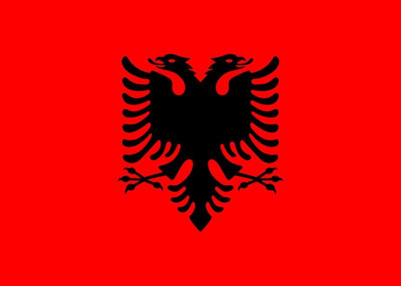 阿爾巴尼亞雙頭鷹(Double-headed eagle)旗幟(取自維基百科) 阿爾巴尼亞雙頭鷹(Double-headed eagle)旗幟(取自維基百科)
