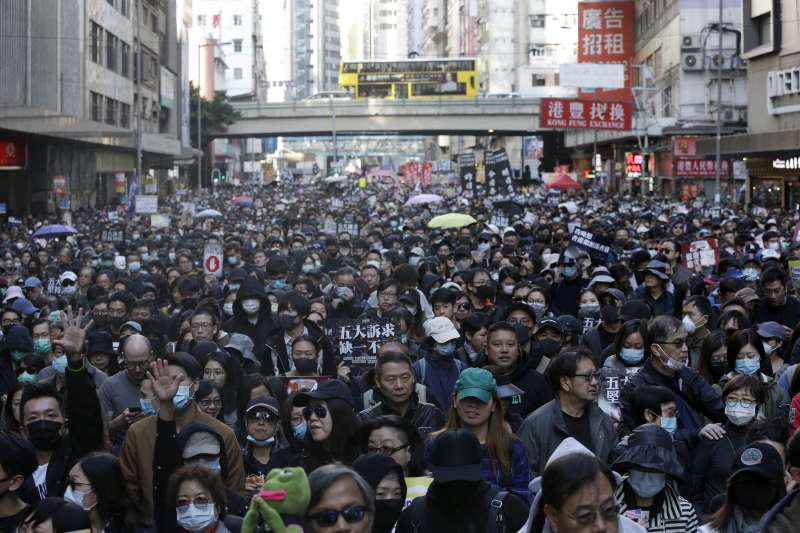 2019年12月8日,香港民陣發起「12.8國際人權日」遊行(AP) 2019年12月8日,香港民陣發起「12.8國際人權日」遊行(AP)