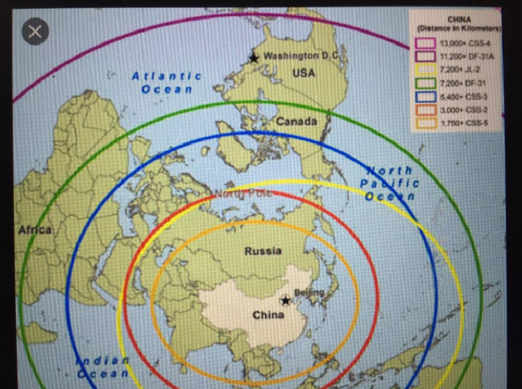 參見中國飛彈射程圖。 參見中國飛彈射程圖。