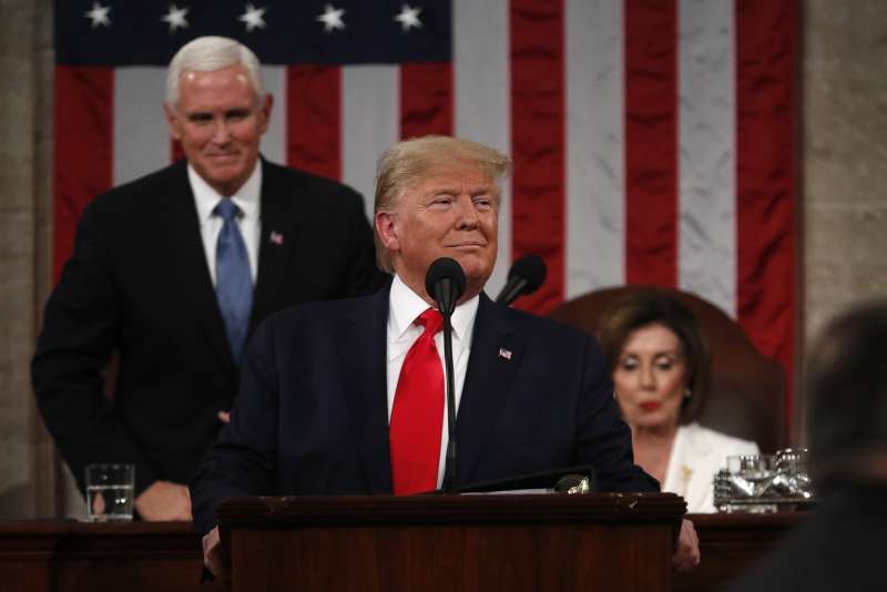 2020年2月4日,美國總統川普發表國情咨文(AP) 2020年2月4日,美國總統川普發表國情咨文(AP)