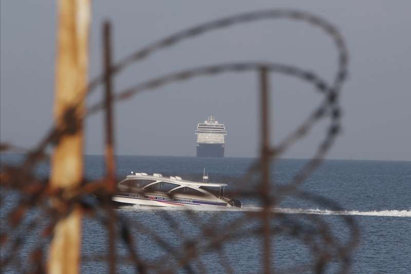 受武漢肺炎危機影響的郵輪「威士特丹號」,已停泊柬埔寨結束海上漂流。(AP) 受武漢肺炎危機影響的郵輪「威士特丹號」,已停泊柬埔寨結束海上漂流。(AP)
