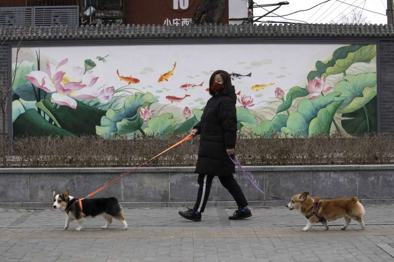 中國武漢肺炎（新冠肺炎）疫情持續延燒，北京市民戴著口罩上街（AP）