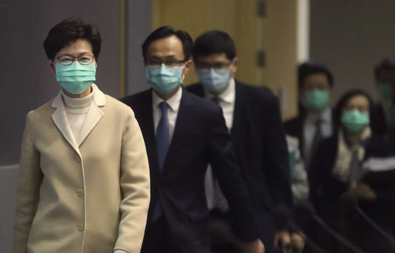 武漢肺炎疫情持續擴大,香港特首林鄭月娥說明防疫措施(資料照,AP) 武漢肺炎疫情持續擴大,香港特首林鄭月娥說明防疫措施(資料照,AP)