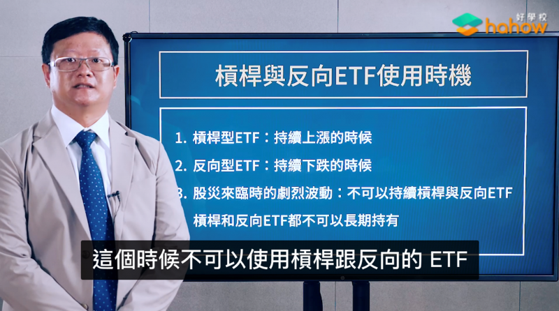 李柏鋒提醒槓桿、反向型ETF投資風險(圖片來源:《ETF 投資全球:帶你量身打造專屬資產配置》) 李柏鋒提醒槓桿、反向型ETF投資風險(圖片來源:《ETF 投資全球:帶你量身打造專屬資產配置》)