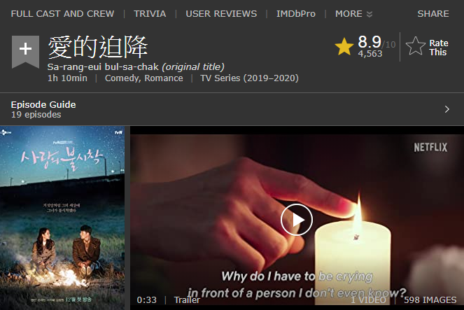第一名《ˋ愛的迫降》(圖/擷取自IMDb) 第一名《ˋ愛的迫降》(圖/擷取自IMDb)