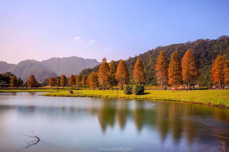 宜蘭蜊埤湖有優美的落葉松和湖景。(圖/IG@vincent725_tw授權提供) 宜蘭蜊埤湖有優美的落葉松和湖景。(圖/IG@vincent725_tw授權提供)