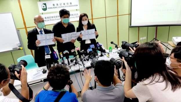 香港記協最新新聞自由指數比去年顯著下跌。(BBC中文網) 香港記協最新新聞自由指數比去年顯著下跌。(BBC中文網)