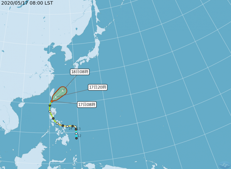 20200517-輕度颱風黃蜂持續減弱,中央氣象局今(17)日上午8時30分,解除黃蜂海上颱風警報。(取自中央氣象局) 20200517-輕度颱風黃蜂持續減弱,中央氣象局今(17)日上午8時30分,解除黃蜂海上颱風警報。(取自中央氣象局)