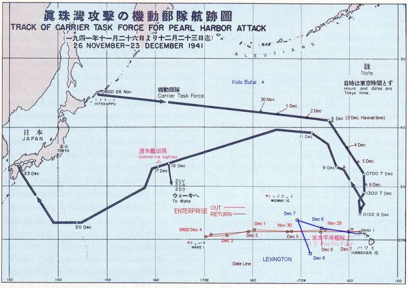 珍珠港進攻路線圖（圖/維基百科）