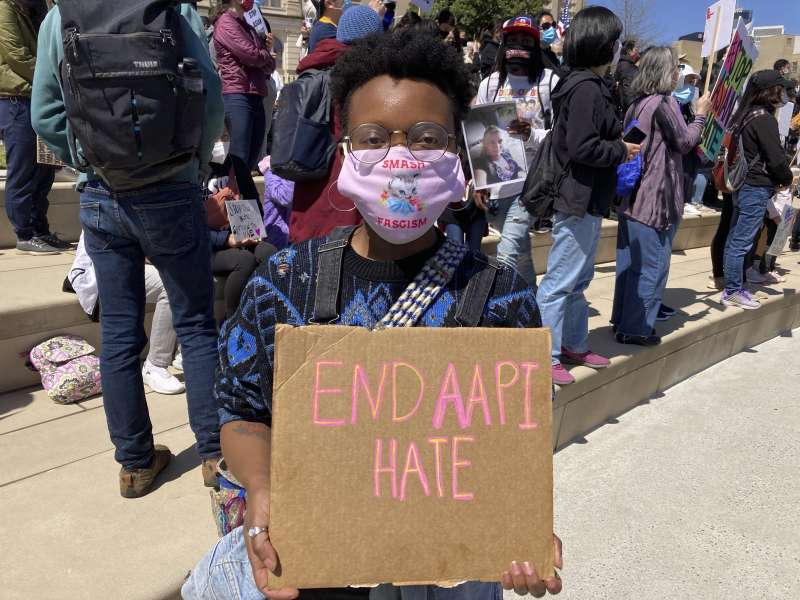 美國非裔參加反對亞裔仇恨犯罪活動(AP) 美國非裔參加反對亞裔仇恨犯罪活動(AP)