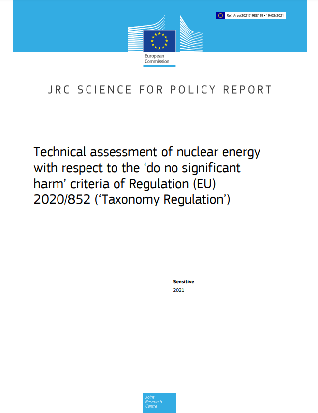 歐盟最新JRC報告,表示核能符合歐盟對綠能的定義範疇。(作者提供) 歐盟最新JRC報告,表示核能符合歐盟對綠能的定義範疇。(作者提供)
