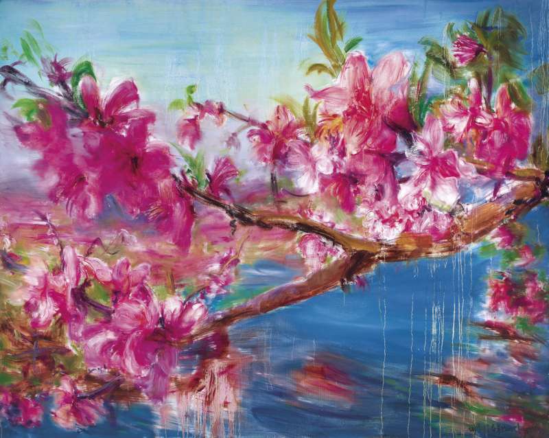 中國當代藝術家周春芽《桃花風景系列—湖上豔色》,以新台幣 5,184 萬元亮眼收槌(圖 / Ravenel 提供) 中國當代藝術家周春芽《桃花風景系列—湖上豔色》,以新台幣 5,184 萬元亮眼收槌(圖 / Ravenel 提供)