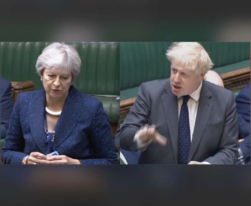 英國前首相梅伊在下議院就AUKUS質詢強森:這份協議是否會改變英國在台海開戰時的立場。 英國前首相梅伊在下議院就AUKUS質詢強森:這份協議是否會改變英國在台海開戰時的立場。