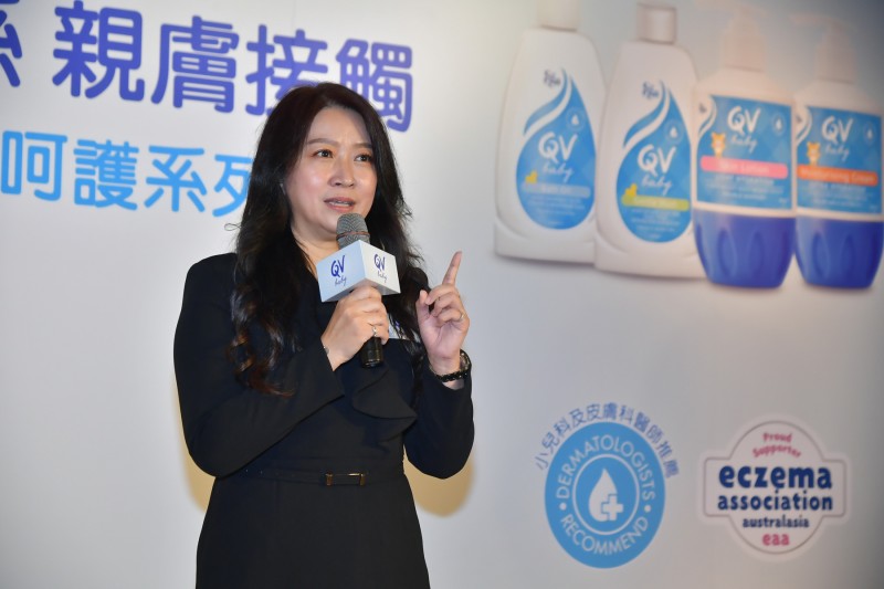 澳洲意高大藥廠 趙玉煇總經理：「澳洲意高大藥廠針對嬰兒嬌嫩肌推出『QV Baby嬰幼兒呵護系列』是澳洲藥局指標性嬰兒品牌」