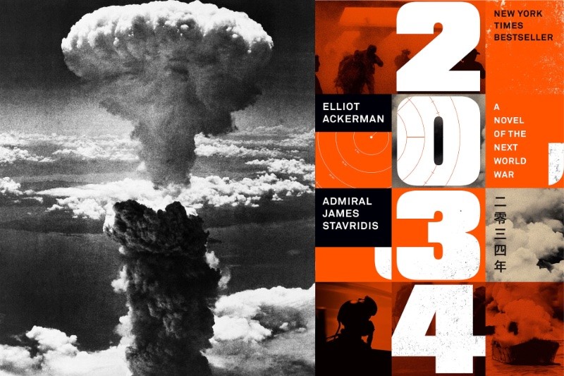 右為小說《2034》書影(翻攝亞馬遜官網),左為人類首顆原子彈投擲於廣島後造成的蕈狀雲(美聯社)。(新新聞合成) 右為小說《2034》書影(翻攝亞馬遜官網),左為人類首顆原子彈投擲於廣島後造成的蕈狀雲(美聯社)。(新新聞合成)