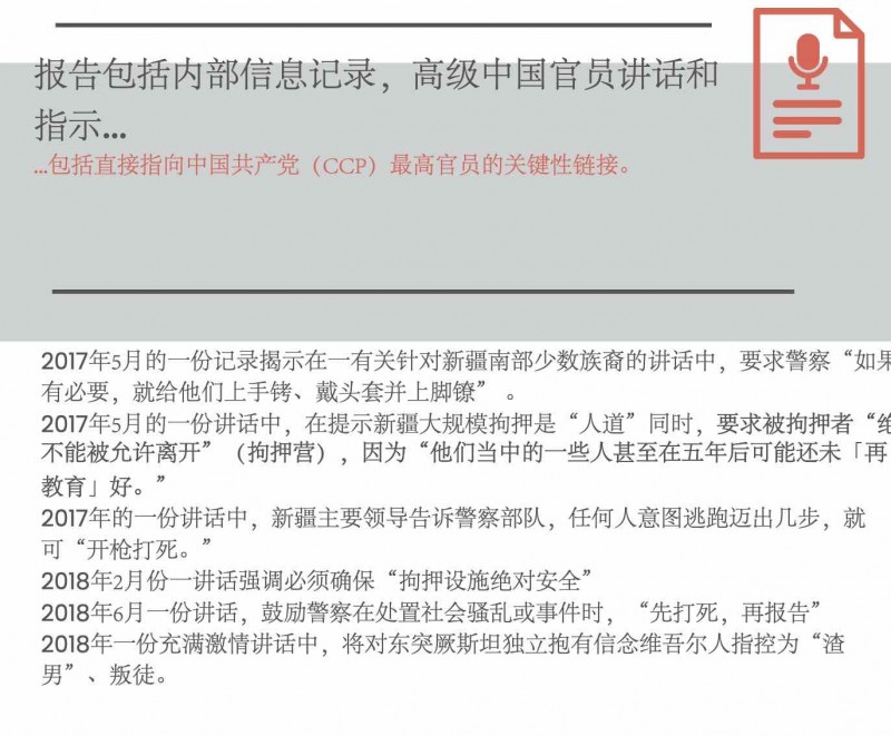 「共產主義受難者紀念基金會」發布的「新疆警方檔案」。 「共產主義受難者紀念基金會」發布的「新疆警方檔案」。