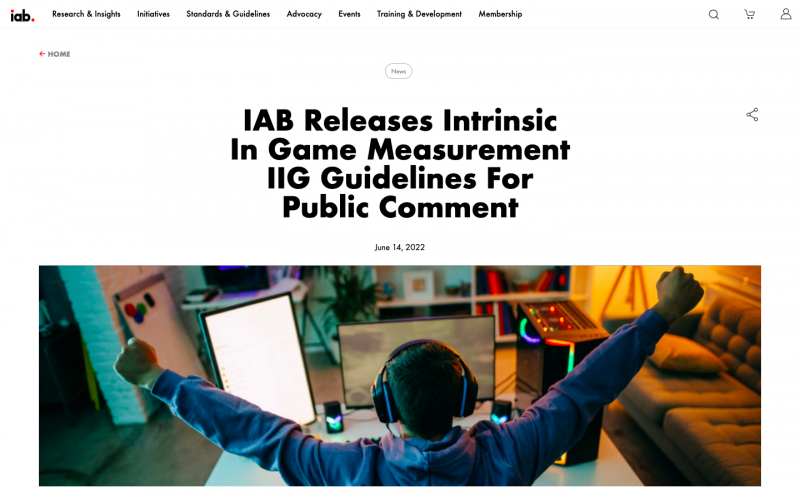 IAB 與 MRC 繼 2009 年後,首次對遊戲內廣告的成效衡量標準提出更新。Source: IAB。 IAB 與 MRC 繼 2009 年後,首次對遊戲內廣告的成效衡量標準提出更新。Source: IAB。