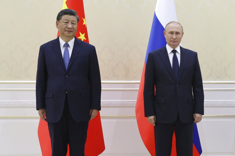 2022年9月15日,俄羅斯總統普京在烏茲別克與中國國家主席習近平會面。(美聯社) 2022年9月15日,俄羅斯總統普京在烏茲別克與中國國家主席習近平會面。(美聯社)
