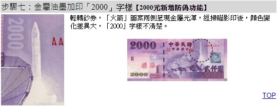 辨別鈔票步驟七。(圖/翻攝自央行官網) 辨別鈔票步驟七。(圖/翻攝自央行官網)
