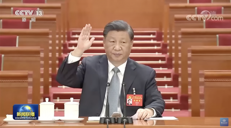 20221016-中共總書記習近平16日在中共二十大發表政治報告,報告中罕見把台灣和香港問題放在報告內容的前面。(取自中國央視) 20221016-中共總書記習近平16日在中共二十大發表政治報告,報告中罕見把台灣和香港問題放在報告內容的前面。(取自中國央視)