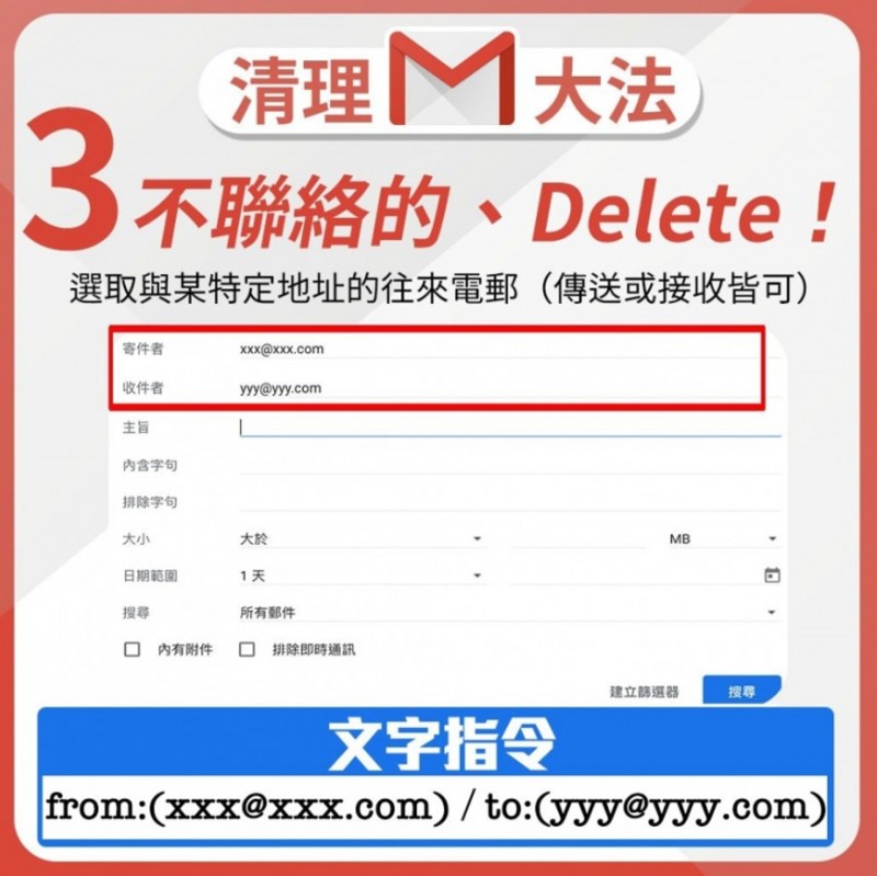 用Gmail手機app版清除已經不往來的用戶。（圖／取自香港01）