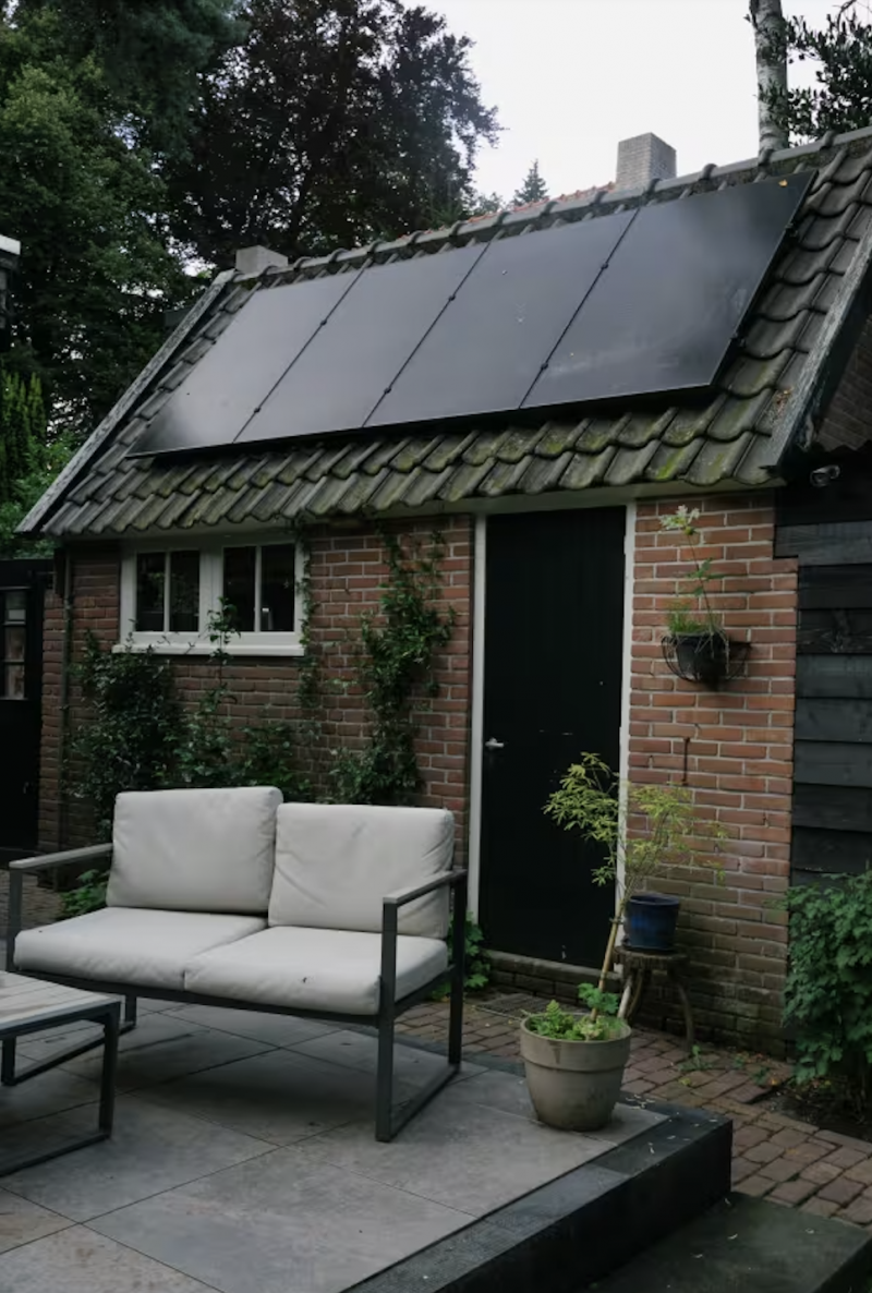 沃爾特・範恩伯登(Wouter van Embden)工作室屋頂的太陽能電板。(The Wall Street Journal) 沃爾特・範恩伯登(Wouter van Embden)工作室屋頂的太陽能電板。(The Wall Street Journal)