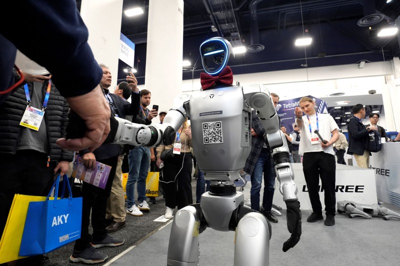 米家電見本市「CES」で展示されたヒト型ロボット。（AP通信）